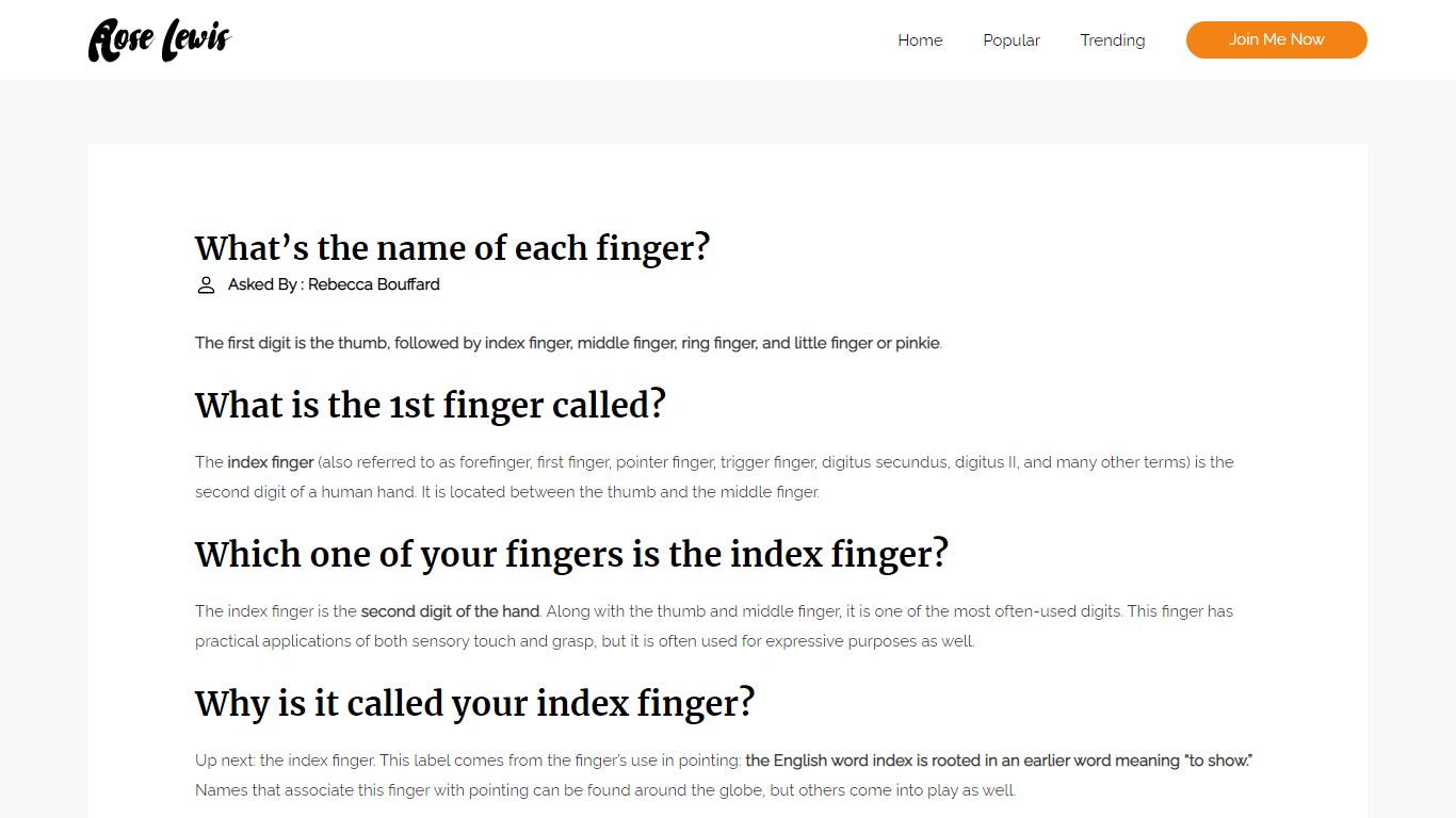 What's the name of each finger? - Daily Justnow